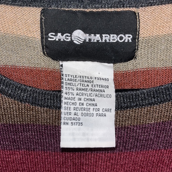 Colorful Striped Short Sleeve Sweater by Sag Harbor - Picture 2 of 3